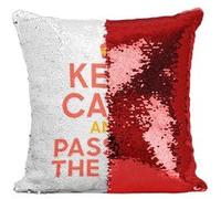 Fabulous Coussin avec Housse Sequin - Paillettes Rouge Keep Calm and Pass me the Rum [40 x 40 cm] Rouge G