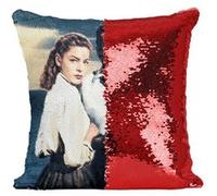 Fabulous Coussin avec Housse Sequin - Paillettes Rouge Lauren Bacall Humphrey Bogart Acteurs [40 x 40 cm] Rouge G
