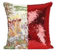 Fabulous Coussin avec Housse Sequin - Paillettes Rouge Le Rossignol Les Contes d'Andersen [40 x 40 cm] Rouge G