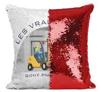 Fabulous Coussin avec Housse Sequin - Paillettes Rouge Les Vrais Héros - Cariste [40 x 40 cm] Rouge G