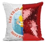 Fabulous Coussin avec Housse Sequin - Paillettes Rouge Les Vrais Héros - Ouvrier du Bâtiment [40 x 40 cm] Rouge G