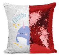 Fabulous Coussin avec Housse Sequin - Paillettes Rouge Licorne des Mers [40 x 40 cm] Rouge G