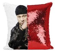 Fabulous Coussin avec Housse Sequin - Paillettes Rouge LL Cool J Rapper New York [40 x 40 cm] Rouge G