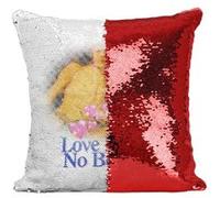 Fabulous Coussin avec Housse Sequin - Paillettes Rouge Love Knows No Borders [40 x 40 cm] Rouge G