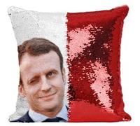 Fabulous Coussin avec Housse Sequin - Paillettes Rouge Macron Clin d'Oeil President [40 x 40 cm] Rouge G