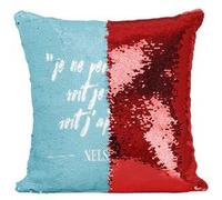Fabulous Coussin avec Housse Sequin - Paillettes Rouge Mandela Perds Gagne Francais Citation [40 x 40 cm] Rouge G
