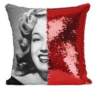 Fabulous Coussin avec Housse Sequin - Paillettes Rouge Marilyn Monroe Actrice 11 [40 x 40 cm] Rouge G