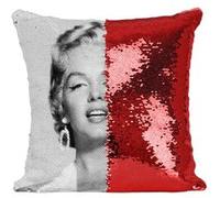 Fabulous Coussin avec Housse Sequin - Paillettes Rouge Marilyn Monroe Actrice 9 [40 x 40 cm] Rouge G