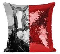 Fabulous Coussin avec Housse Sequin - Paillettes Rouge Marilyn Monroe Cheval [40 x 40 cm] Rouge G