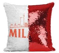 Fabulous Coussin avec Housse Sequin - Paillettes Rouge Milano Minimalist Milan [40 x 40 cm] Rouge G