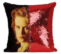 Fabulous Coussin avec Housse Sequin - Paillettes Rouge Nicole Kidman Portrait [40 x 40 cm] Rouge G