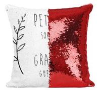 Fabulous Coussin avec Housse Sequin - Paillettes Rouge Petite Soeur Grande Gueule [40 x 40 cm] Rouge G