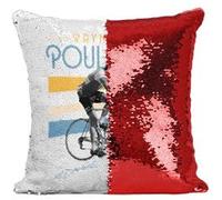 Fabulous Coussin avec Housse Sequin - Paillettes Rouge Raymond Poulidor Vintage [40 x 40 cm] Rouge G