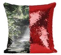 Fabulous Coussin avec Housse Sequin - Paillettes Rouge Riviere de Sous Bois Rayon de Soleil [40 x 40 cm] Rouge G