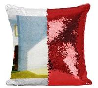 Fabulous Coussin avec Housse Sequin - Paillettes Rouge Room By The Sea Edward Hopper [40 x 40 cm] Rouge G