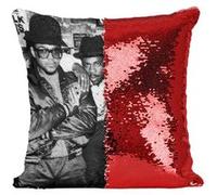 Fabulous Coussin avec Housse Sequin - Paillettes Rouge Run DMC Vintage Photo 80's [40 x 40 cm] Rouge G
