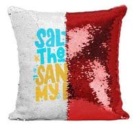 Fabulous Coussin avec Housse Sequin - Paillettes Rouge Salt in the Air Sand in My Hair [40 x 40 cm] Rouge G