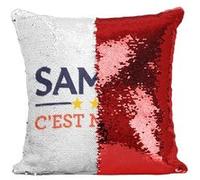 Fabulous Coussin avec Housse Sequin - Paillettes Rouge Samedi c'est match [40 x 40 cm] Rouge G
