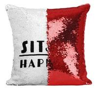 Fabulous Coussin avec Housse Sequin - Paillettes Rouge Sit Happens [40 x 40 cm] Rouge G