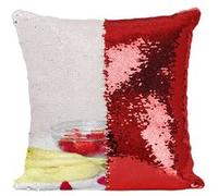 Fabulous Coussin avec Housse Sequin - Paillettes Rouge Smoothie Banane Fraise Framboise [40 x 40 cm] Rouge G