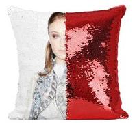 Fabulous Coussin avec Housse Sequin - Paillettes Rouge Sophie Turner Actrice [40 x 40 cm] Rouge G