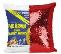 Fabulous Coussin avec Housse Sequin - Paillettes Rouge the Brain From Planet Arous Cinéma Vintage [40 x 40 cm] Rouge G