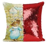 Fabulous Coussin avec Housse Sequin - Paillettes Rouge Tom Kitten et Ses Amis Chaton Beatrice Potter [40 x 40 cm] Rouge G