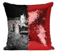 Fabulous Coussin avec Housse Sequin - Paillettes Rouge Vehicule Lunaire Mission Apollo [40 x 40 cm] Rouge G