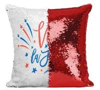 Fabulous Coussin avec Housse Sequin - Paillettes Rouge Vive La france [40 x 40 cm] Rouge G