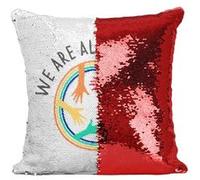 Fabulous Coussin avec Housse Sequin - Paillettes Rouge We Are All Humans LGBT [40 x 40 cm] Rouge G