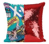 Fabulous Coussin avec Housse Sequin - Paillettes Rouge X Men Marvel Couverture BD Vintage Comics [40 x 40 cm] Rouge G