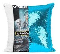 Fabulous Coussin avec Housse Sequin - Paillettes Turquoise 10 to Midnight Vieille Affiche [40 x 40 cm] Turquoise G
