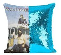 Fabulous Coussin avec Housse Sequin - Paillettes Turquoise Album Canned Heat Vintage [40 x 40 cm] Turquoise G