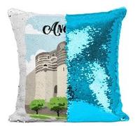 Fabulous Coussin avec Housse Sequin - Paillettes Turquoise Angers Château [40 x 40 cm] Turquoise G
