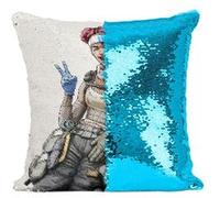 Fabulous Coussin avec Housse Sequin - Paillettes Turquoise Apex Legends Lifeline [40 x 40 cm] Turquoise G