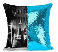 Fabulous Coussin avec Housse Sequin - Paillettes Turquoise Audrey Hepburn Hollywood [40 x 40 cm] Turquoise G