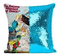 Fabulous Coussin avec Housse Sequin - Paillettes Turquoise Batman Marvel Couverture BD [40 x 40 cm] Turquoise G