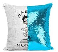 Fabulous Coussin avec Housse Sequin - Paillettes Turquoise Betty Boop - Marilyn Monroe [40 x 40 cm] Turquoise G