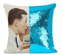 Fabulous Coussin avec Housse Sequin - Paillettes Turquoise Beurre de Cacahuete Skippy Peinture Norman Rockwell [40 x 40 cm] Turquoise G