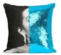 Fabulous Coussin avec Housse Sequin - Paillettes Turquoise Billie Holiday Chanteuse 3 [40 x 40 cm] Turquoise G