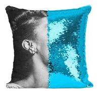 Fabulous Coussin avec Housse Sequin - Paillettes Turquoise Billie Holiday Chanteuse [40 x 40 cm] Turquoise G
