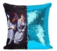Fabulous Coussin avec Housse Sequin - Paillettes Turquoise Black Sabbath Heaven And Hell [40 x 40 cm] Turquoise G