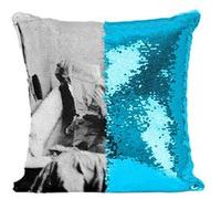 Fabulous Coussin avec Housse Sequin - Paillettes Turquoise Charlie Chaplin Acteur Baignoire [40 x 40 cm] Turquoise G