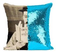 Fabulous Coussin avec Housse Sequin - Paillettes Turquoise Charlie Chaplin How to be a Detective [40 x 40 cm] Turquoise G