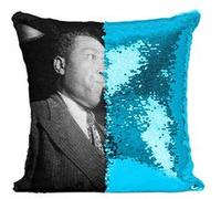 Fabulous Coussin avec Housse Sequin - Paillettes Turquoise Charlie Parker Bird Saxophone [40 x 40 cm] Turquoise G