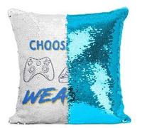 Fabulous Coussin avec Housse Sequin - Paillettes Turquoise Choose your weapon [40 x 40 cm] Turquoise G