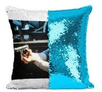 Fabulous Coussin avec Housse Sequin - Paillettes Turquoise Chuck Norris Pistolet 1988 [40 x 40 cm] Turquoise G