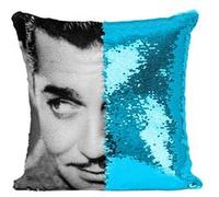 Fabulous Coussin avec Housse Sequin - Paillettes Turquoise Clark Gable Acteur 2 [40 x 40 cm] Turquoise G