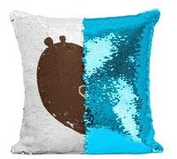 Fabulous Coussin avec Housse Sequin - Paillettes Turquoise Coeur Ours [40 x 40 cm] Turquoise G