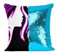 Fabulous Coussin avec Housse Sequin - Paillettes Turquoise Dessin Femme Chuuut [40 x 40 cm] Turquoise G